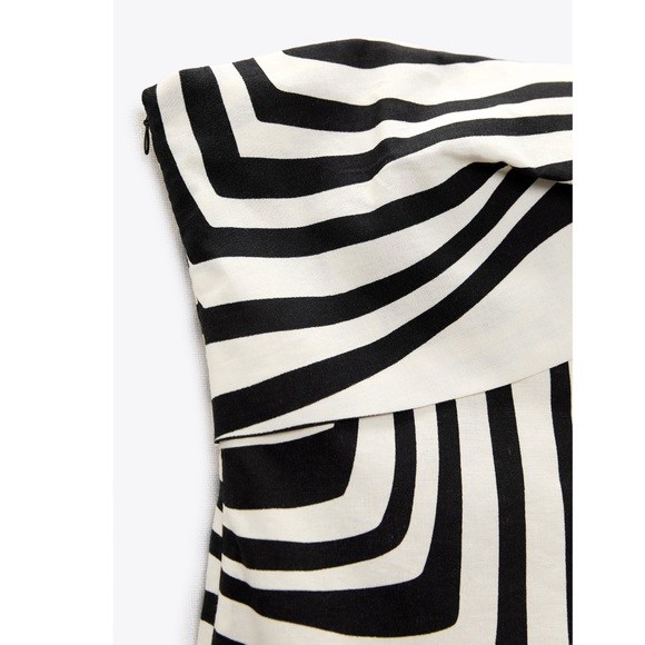 Zara PRINTED LINEN BLEND SHORT DRESS - Picture 7 of 13